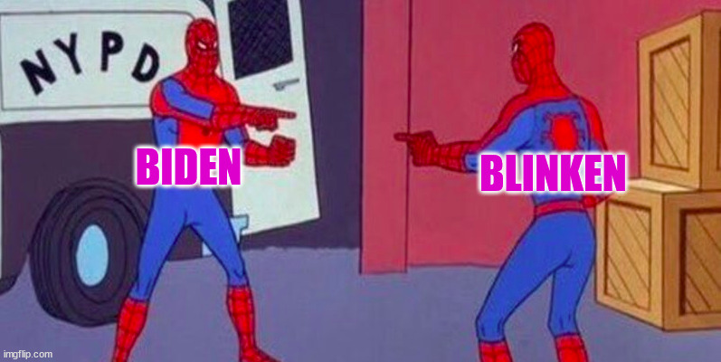 1967 Spiderman Blame Game | BIDEN BLINKEN | image tagged in 1967 spiderman blame game | made w/ Imgflip meme maker