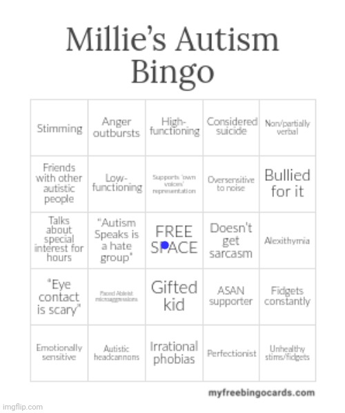 Autism Bingo | image tagged in autism bingo | made w/ Imgflip meme maker