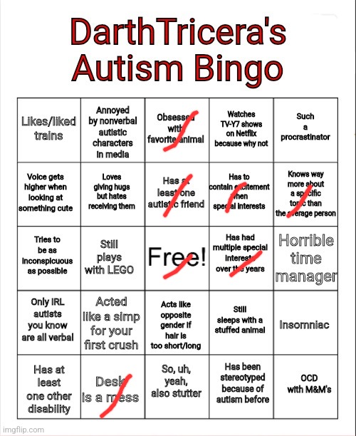 Whoever made this is a dumb fuck | image tagged in darthtricera's autism bingo | made w/ Imgflip meme maker