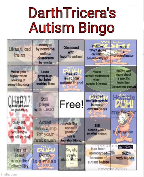 ts corny gng | image tagged in darthtricera's autism bingo | made w/ Imgflip meme maker