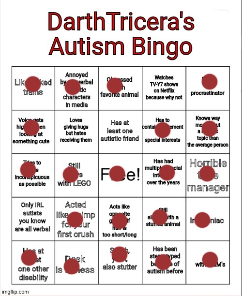 *BOOP* | image tagged in darthtricera's autism bingo,so i did it,might as well,fuck it,im bored | made w/ Imgflip meme maker