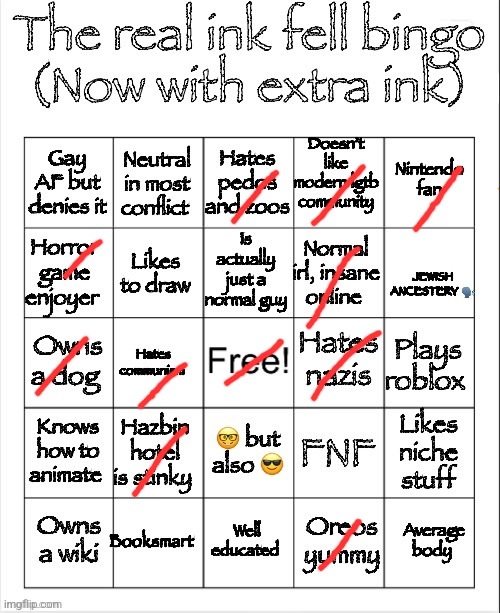 The real ink fell bingo | image tagged in the real ink fell bingo | made w/ Imgflip meme maker
