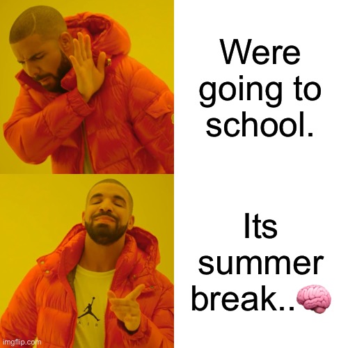 Drake Hotline Bling | Were going to school. Its summer break..🧠 | image tagged in memes,drake hotline bling | made w/ Imgflip meme maker