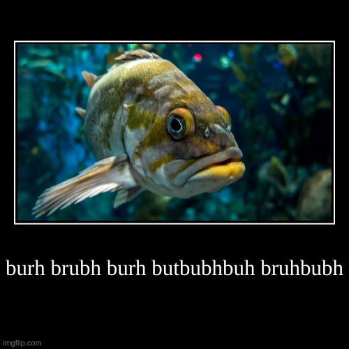 Fish | burh brubh burh butbubhbuh bruhbubh | | image tagged in funny,demotivationals | made w/ Imgflip demotivational maker