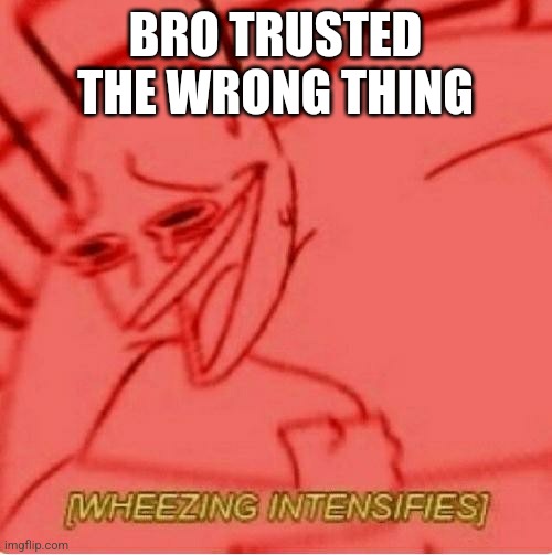 Wheeze | BRO TRUSTED THE WRONG THING | image tagged in wheeze | made w/ Imgflip meme maker