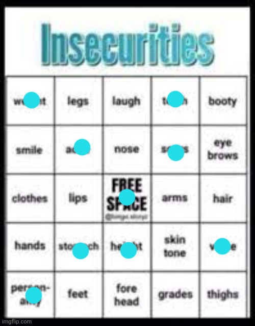 Insecurity | image tagged in insecurities bingo | made w/ Imgflip meme maker