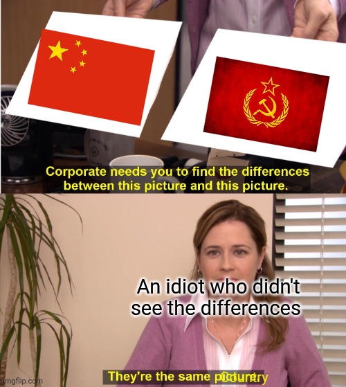 China and the Soviet Union | An idiot who didn't see the differences; Country | image tagged in memes,they're the same picture | made w/ Imgflip meme maker