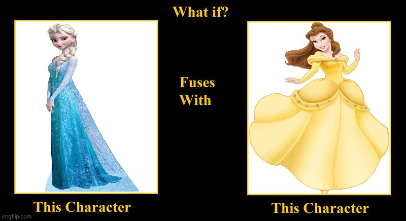 Elsa Fuses With Belle | image tagged in what if fuses,elsa,frozen,belle,disney princess,beauty and the beast | made w/ Imgflip meme maker