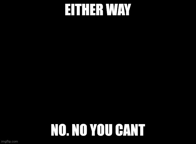 blank black | EITHER WAY NO. NO YOU CANT | image tagged in blank black | made w/ Imgflip meme maker