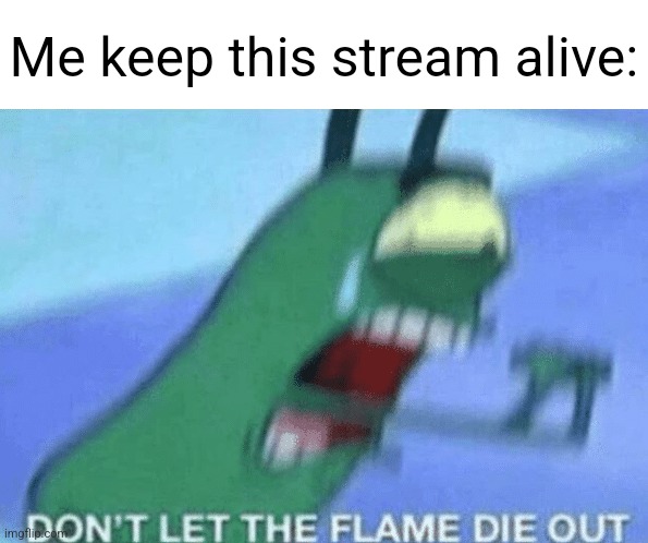 DON’T LET THE FLAME DIE OUT | Me keep this stream alive: | image tagged in don t let the flame die out | made w/ Imgflip meme maker