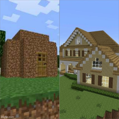 Minecraft house battle | image tagged in minecraft house battle | made w/ Imgflip meme maker