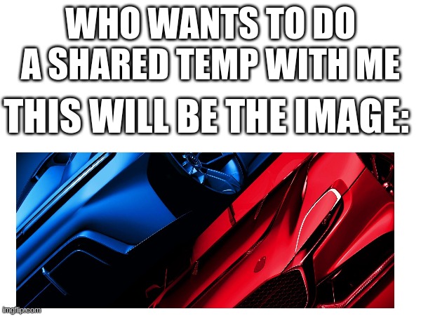 WHO WANTS TO DO A SHARED TEMP WITH ME; THIS WILL BE THE IMAGE: | made w/ Imgflip meme maker