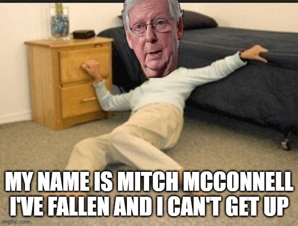 Life Alert | MY NAME IS MITCH MCCONNELL I'VE FALLEN AND I CAN'T GET UP | image tagged in life alert,republican,rino,senate | made w/ Imgflip meme maker