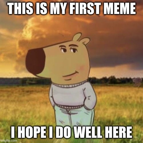 my first meme | THIS IS MY FIRST MEME; I HOPE I DO WELL HERE | image tagged in chill guy | made w/ Imgflip meme maker