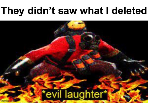 *evil laughter* | They didn’t saw what I deleted | image tagged in evil laughter,msmg | made w/ Imgflip meme maker