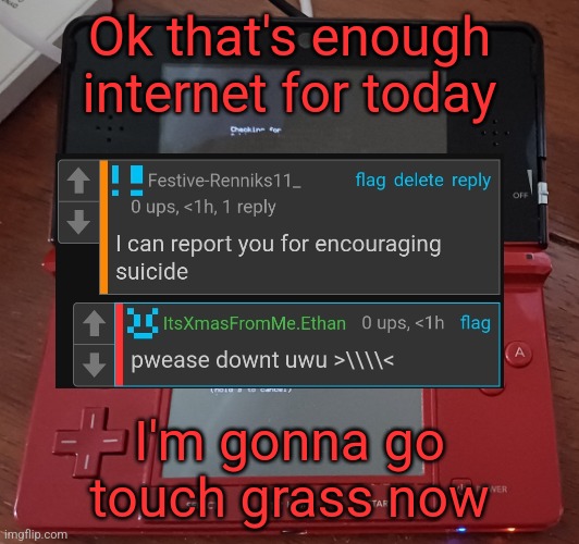 Renniks11_ Alternate Announcement Template | Ok that's enough internet for today; I'm gonna go touch grass now | image tagged in renniks11_ alternate announcement template | made w/ Imgflip meme maker