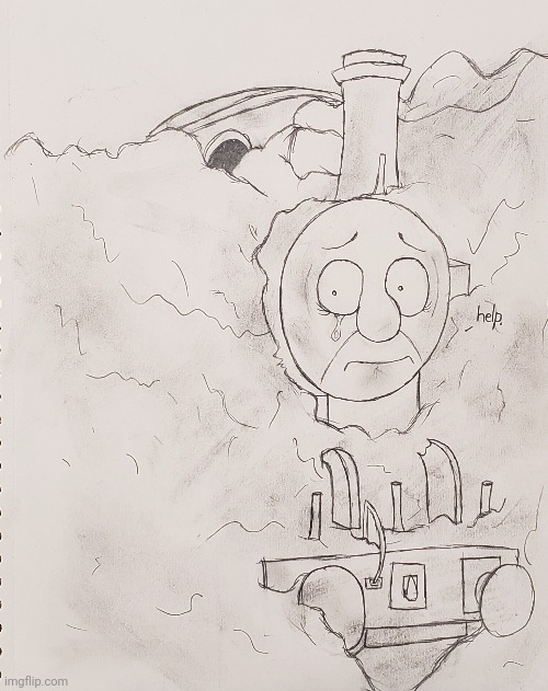 Snowed in | image tagged in thomas the tank engine,snow,drawing | made w/ Imgflip meme maker