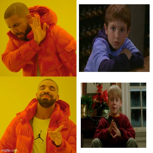 Home Alone 4 meme | image tagged in memes,drake hotline bling,home alone kid,home alone | made w/ Imgflip meme maker