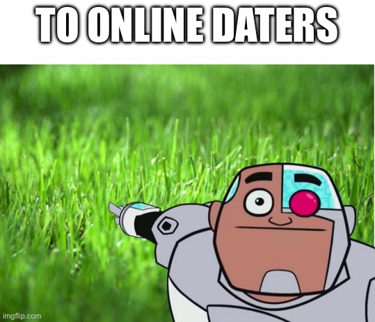 grass is greener | TO ONLINE DATERS | image tagged in grass is greener | made w/ Imgflip meme maker