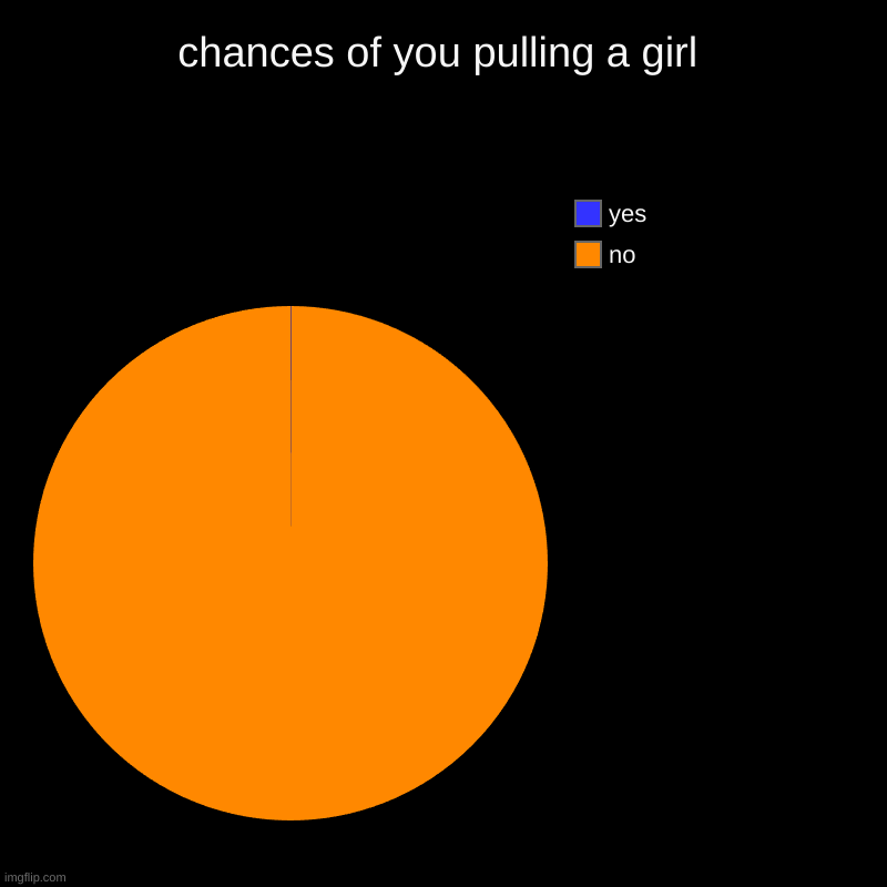 real | chances of you pulling a girl | no, yes | image tagged in charts,pie charts | made w/ Imgflip chart maker