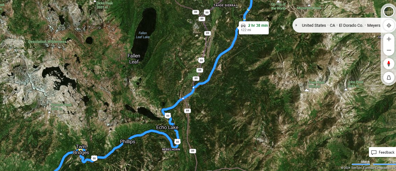 HWY50 MAP Lake Tahoe Blank Meme Template