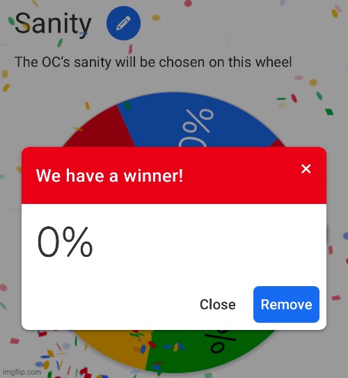 We got 0% in the third wheel of Sanity | image tagged in msmg,wheel | made w/ Imgflip meme maker