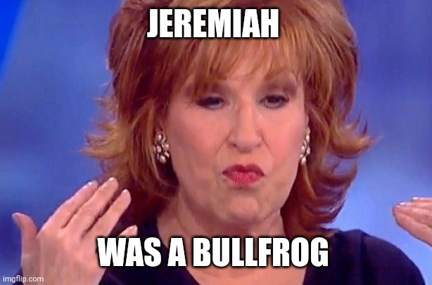 Joy Behar | JEREMIAH WAS A BULLFROG | image tagged in joy behar | made w/ Imgflip meme maker