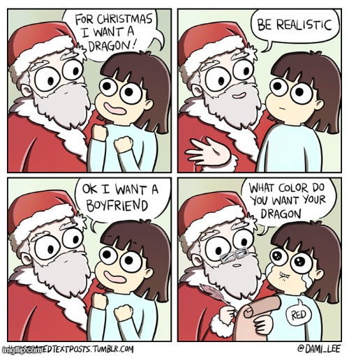 I found the OG Dragon For Christmas comic! | image tagged in christmas,santa,santa claus,boyfriend,dragon,red | made w/ Imgflip meme maker