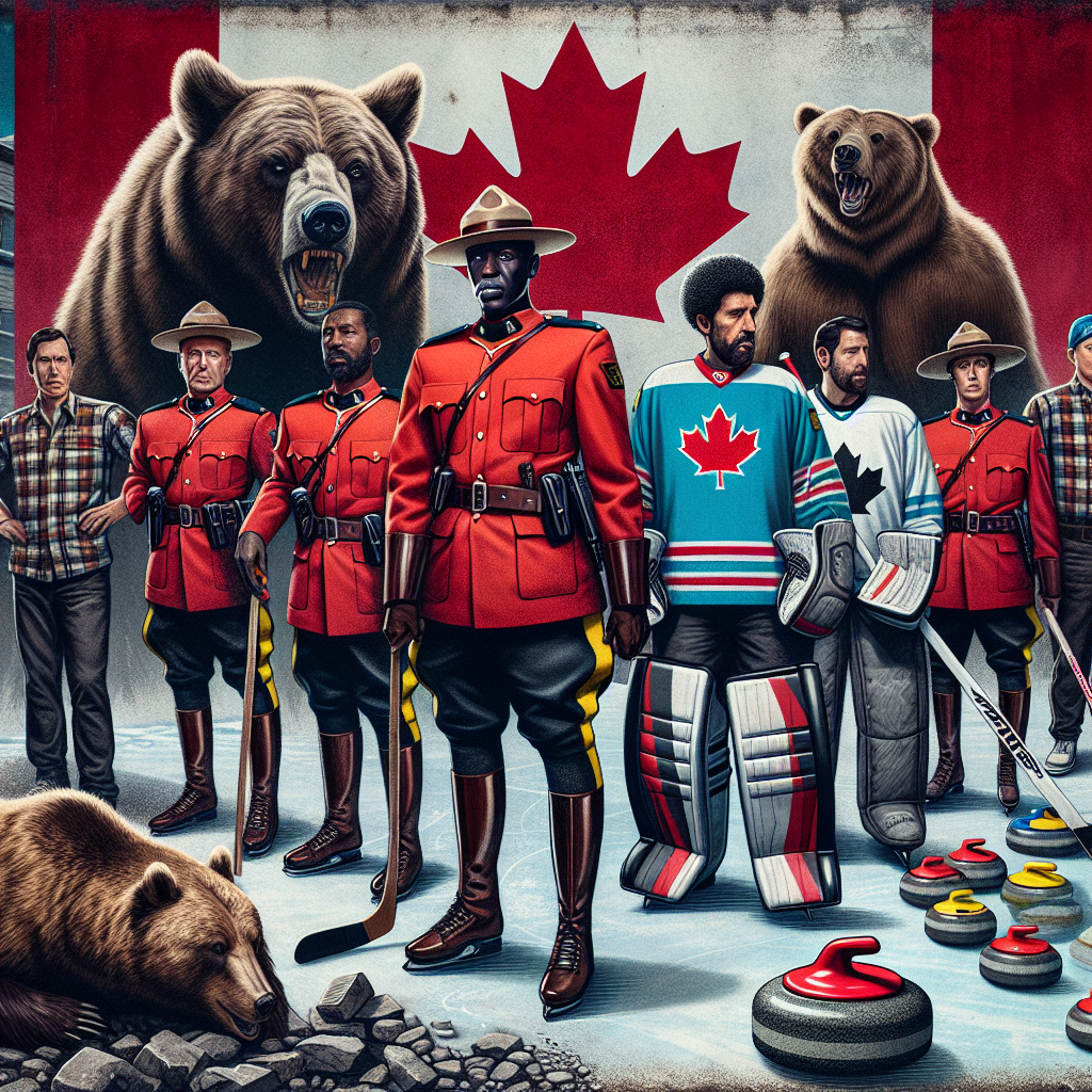 Canadian Mounties, ice hockey goalie, Grizzly bear, curler defen Blank Meme Template