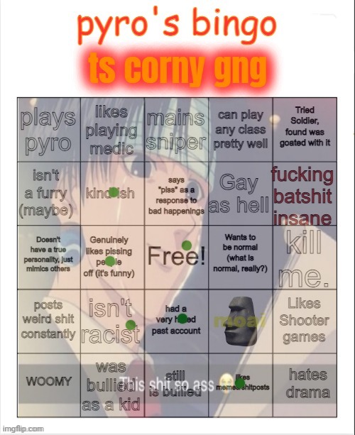 Pyro's bingo | image tagged in pyro's bingo | made w/ Imgflip meme maker