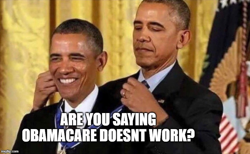 obama medal | ARE YOU SAYING OBAMACARE DOESNT WORK? | image tagged in obama medal | made w/ Imgflip meme maker