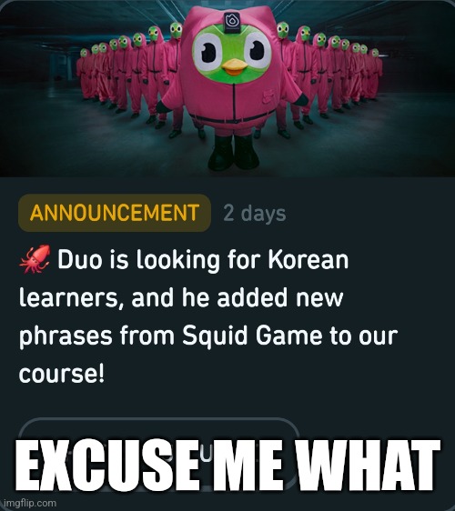 Excuse me duo | EXCUSE ME WHAT | image tagged in disaster girl | made w/ Imgflip meme maker