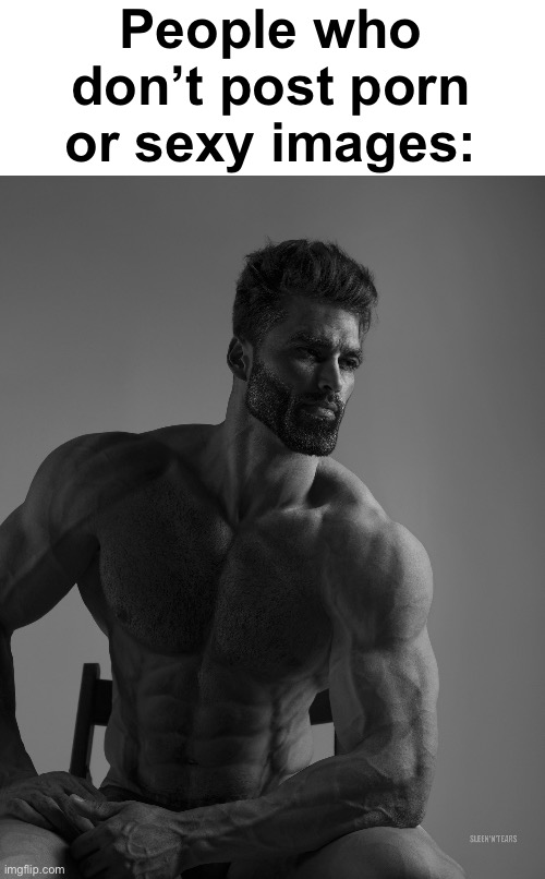 Giga Chad | People who don’t post porn or sexy images: | image tagged in giga chad | made w/ Imgflip meme maker