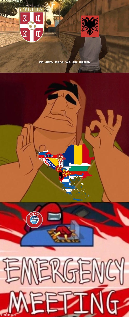 Serbia vs Albania in World Cup '26 qualifiers be like | image tagged in here we go again,serbia,albania,balkans,world cup,soccer | made w/ Imgflip meme maker