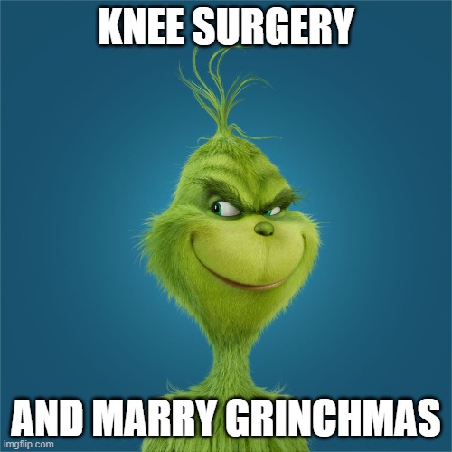 Mr. Grinch | KNEE SURGERY; AND MARRY GRINCHMAS | image tagged in navidad-grinch,christmas,grinch | made w/ Imgflip meme maker