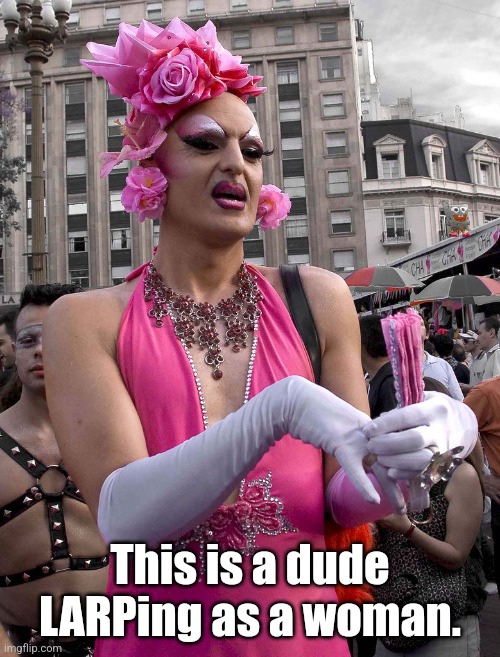 tranny | This is a dude LARPing as a woman. | image tagged in tranny | made w/ Imgflip meme maker