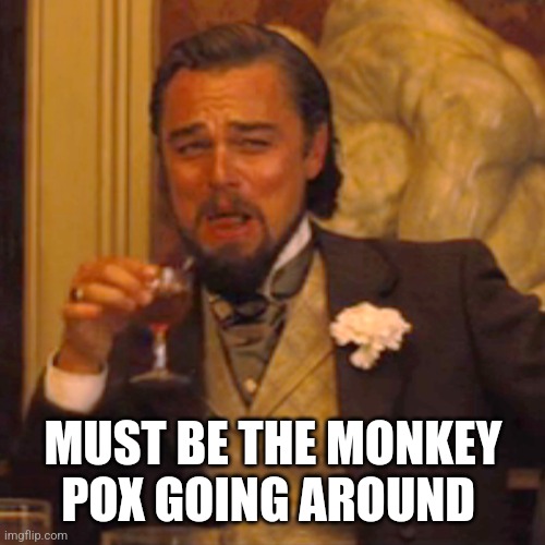 Laughing Leo Meme | MUST BE THE MONKEY POX GOING AROUND | image tagged in memes,laughing leo | made w/ Imgflip meme maker