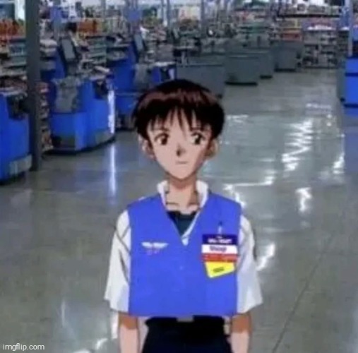 Walmart shinji | image tagged in walmart shinji | made w/ Imgflip meme maker