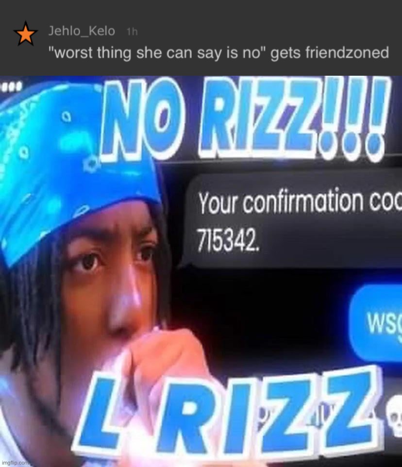 image tagged in no rizz | made w/ Imgflip meme maker