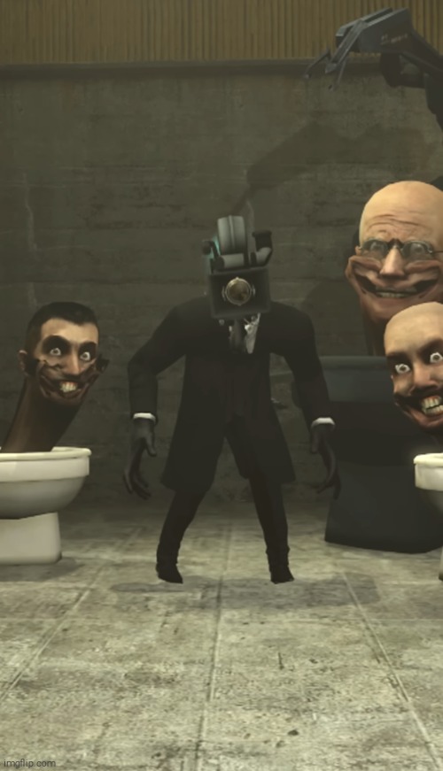 Skibidi Toilets and Cameraman staring at you | image tagged in skibidi toilets and cameraman staring at you | made w/ Imgflip meme maker