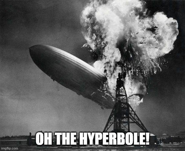 Oh the hyperbole! | OH THE HYPERBOLE! | image tagged in oh the humanity | made w/ Imgflip meme maker