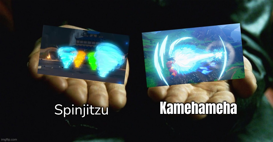 Red pill blue pill | Spinjitzu; Kamehameha | image tagged in red pill blue pill | made w/ Imgflip meme maker