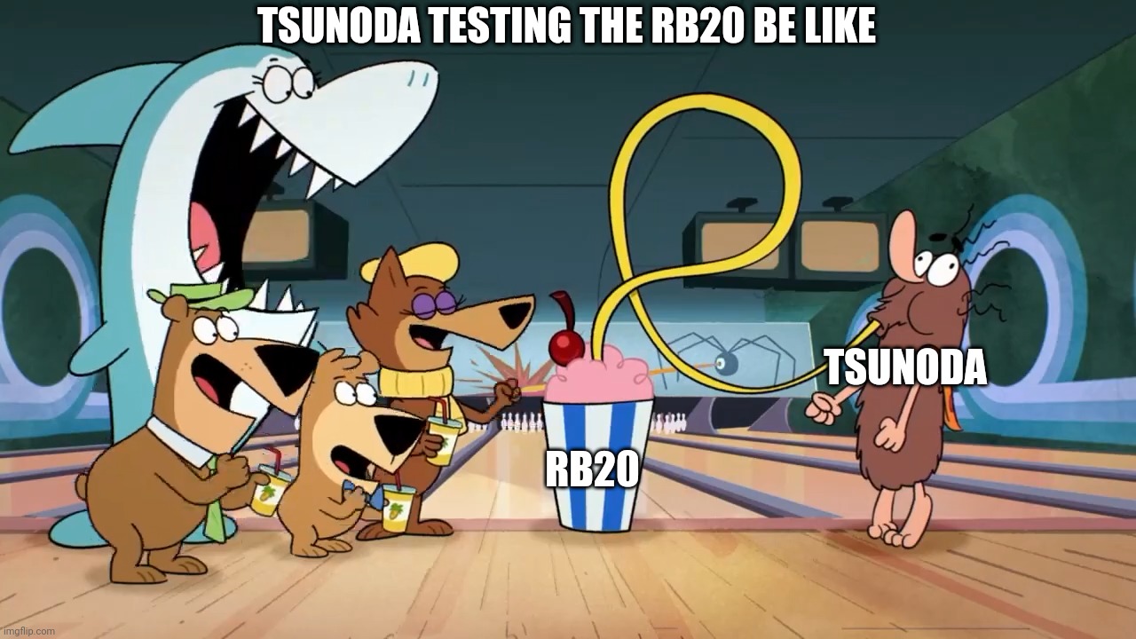 TSUNODA TESTING THE RB20 BE LIKE; TSUNODA; RB20 | image tagged in formula 1,red bull,testing,racecar | made w/ Imgflip meme maker