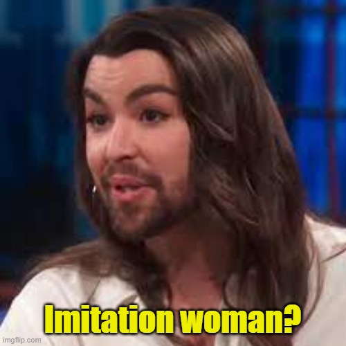 Bearded trans woman | Imitation woman? | image tagged in bearded trans woman | made w/ Imgflip meme maker