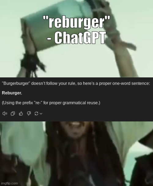 jar of dirt | "reburger" - ChatGPT | image tagged in jar of dirt | made w/ Imgflip meme maker