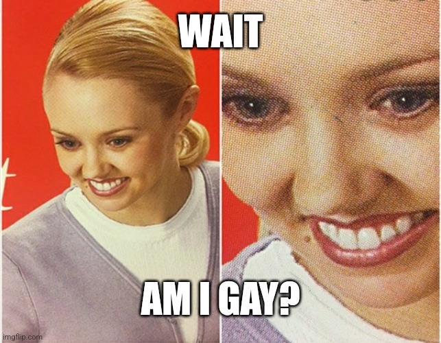 Am I Gay? | WAIT; AM I GAY? | image tagged in wait what | made w/ Imgflip meme maker