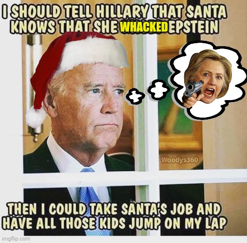 Hillary whacked Epstein | WHACKED | image tagged in joe biden,santa claus,pedophile | made w/ Imgflip meme maker