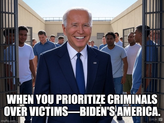 Piece of shit | WHEN YOU PRIORITIZE CRIMINALS OVER VICTIMS—BIDEN'S AMERICA. | made w/ Imgflip meme maker