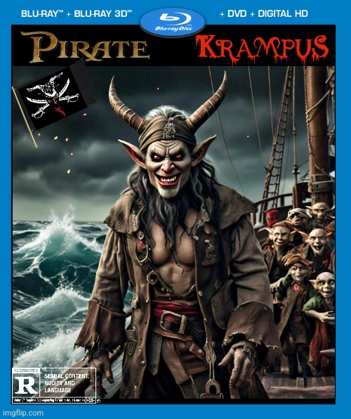 KRAMPUS THE PIRATE | image tagged in dvd,pirate,krampus,movie | made w/ Imgflip meme maker