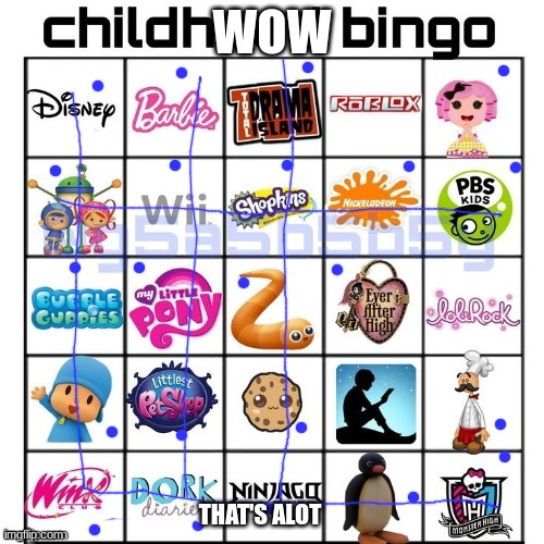 Childhood bingo | WOW; THAT'S ALOT | image tagged in childhood bingo | made w/ Imgflip meme maker